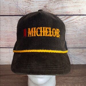 Vintage Michelob Corduroy Snapback Trucker Cap Made in USA 70’s/|80’s